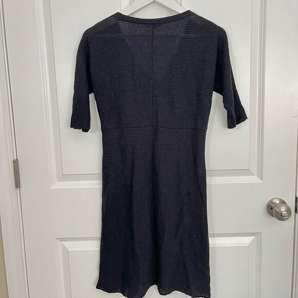 New Eileen Fisher 100% Wool Black Knee-Length Sweater Dress - Picture 3 of 6